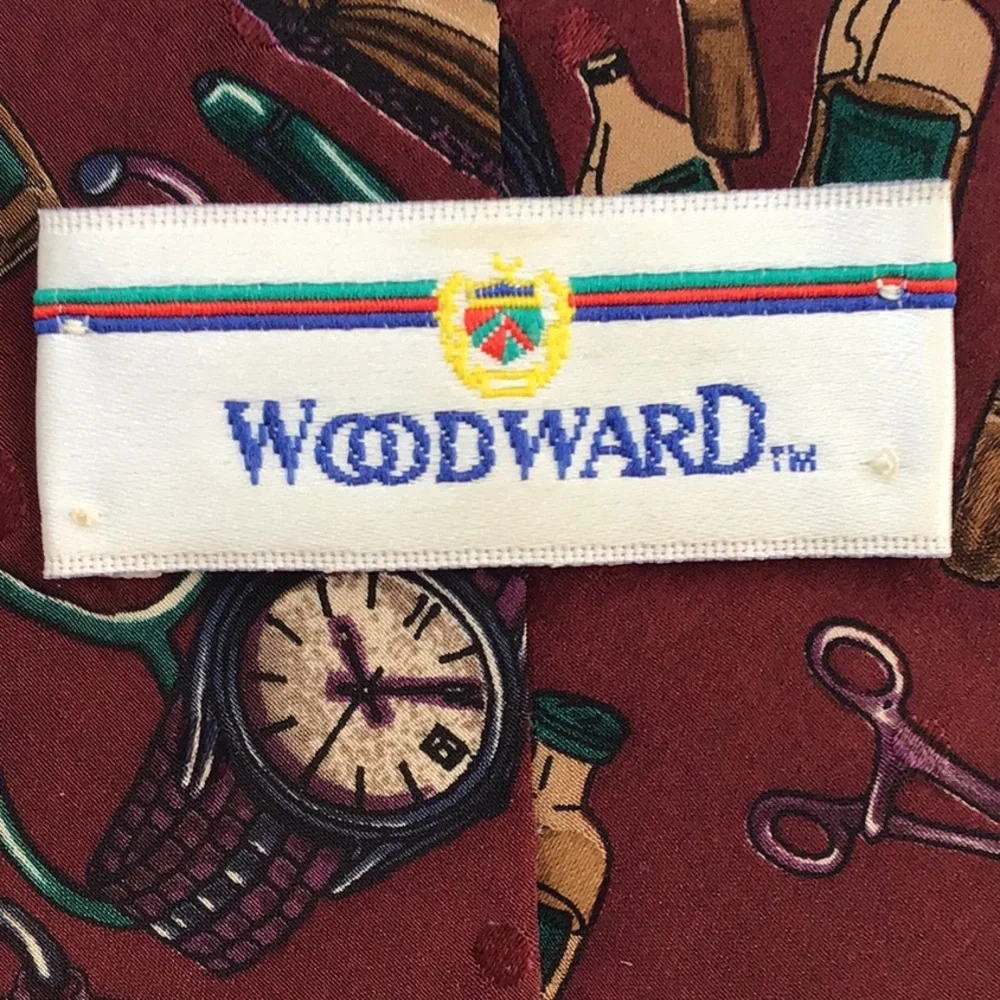 Woodward 100% Italian Silk Medical Physician Surgeon Pharmacist Red Neck Tie - Picture 8 of 13